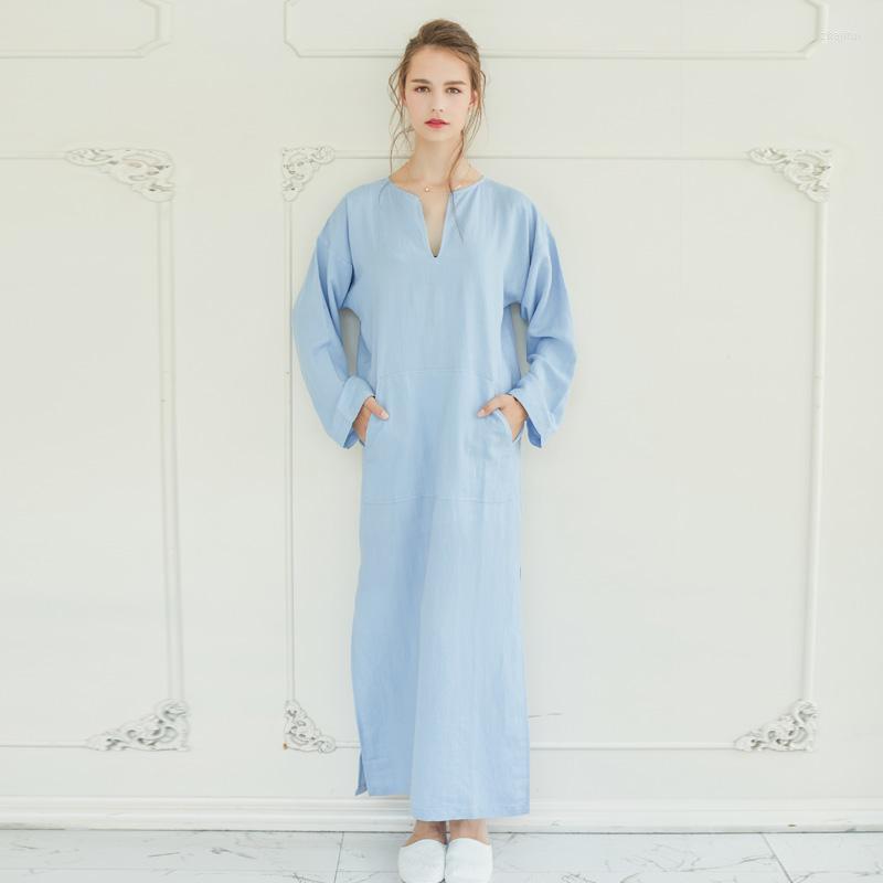 

Women' Sleepwear Women' Womens Cotton Linen Ultra Ankle-Length Long Robes Bathrobes Lounge Wear Gowns Nightgowns SleepShirt Pajamas, Blue