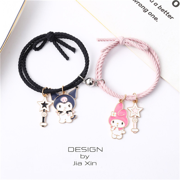 

Melody Coolomey Couple Charm Bracelets Gives Boyfriends Small Leather Holster Boyfriends Magnets attract each other Bracelet Cord Girl AC265