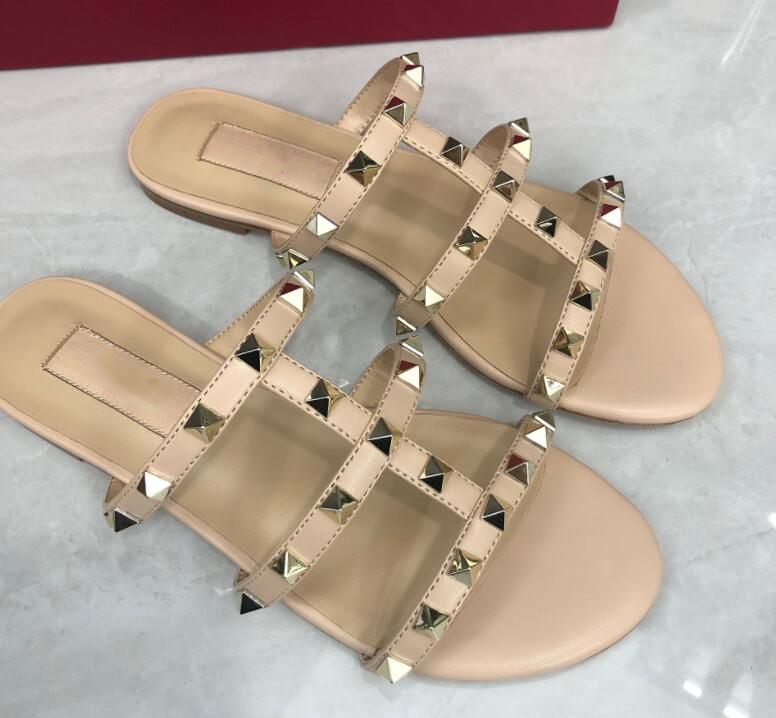 

Flat Sandals Flip Flops Studded Beach Shoes Rivet Slippers Sandals V Bow Nude Thong Slippers Women Jelly