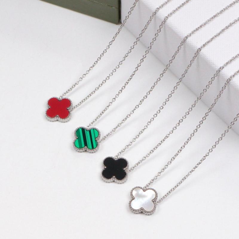 

Womens Luxury Designer Necklace Fashion Flowers Four-leaf Clover Cleef Pendant Necklace 14K Gold Necklaces Jewelry