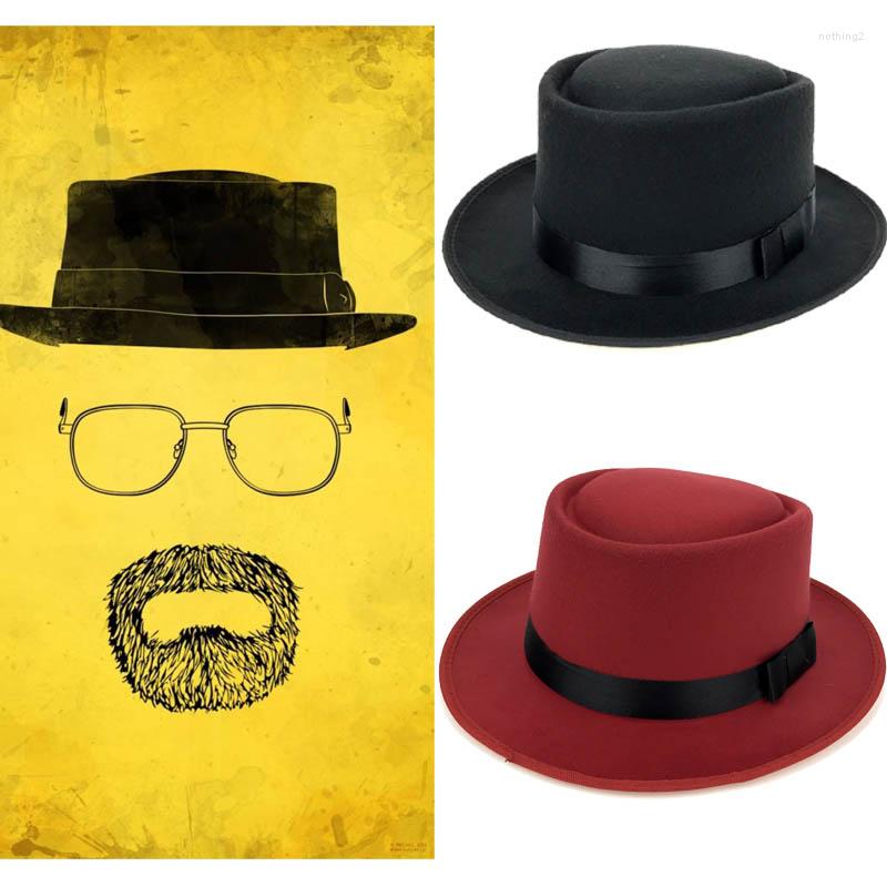 

Wide Brim Hats Breaking Bad Boat Fedoras Hat Vintage Black Walter White Soft Felt Men