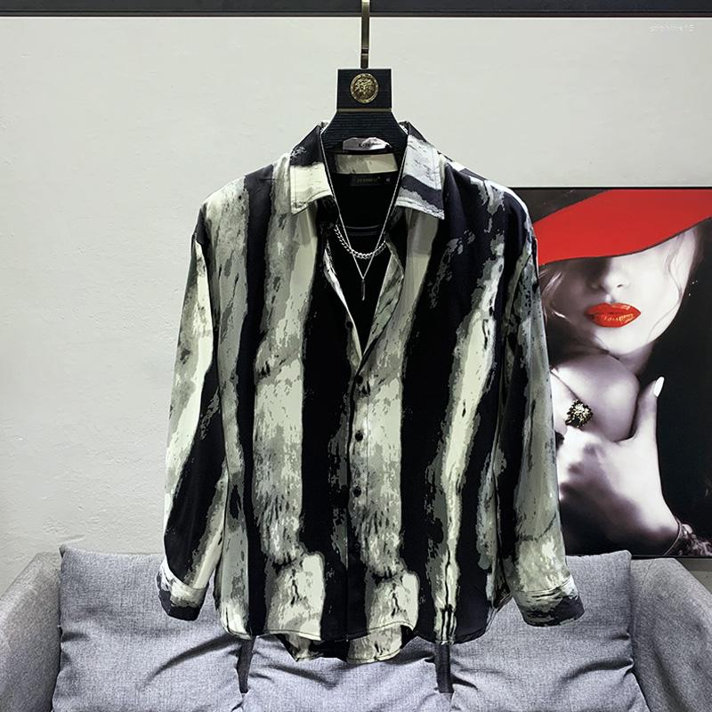 

Men's Casual Shirts L09325 Fashion Men's 2022 Runway Luxury European Design Party Style Clothing, Picture shown