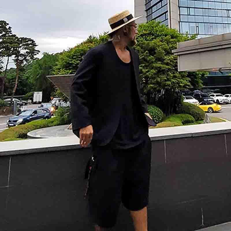 

Men' Suits Men' Simple Collarless Buttonless Loose Suit European And American Trend Young Fashionable Versatile Small, Black