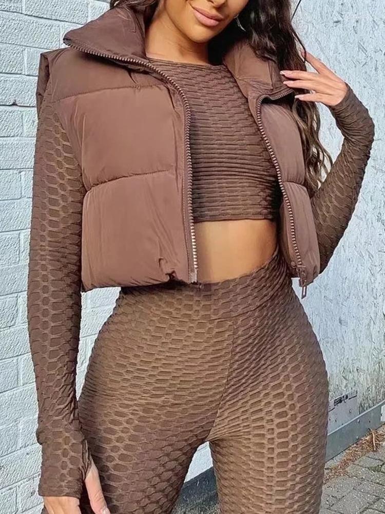 

Women's Vests ZACK RAIN Leisure Women Green Drawstring Cotton Vest Jacket 2022 Fall/Winter High Street Zipper Parka Loose Female Short