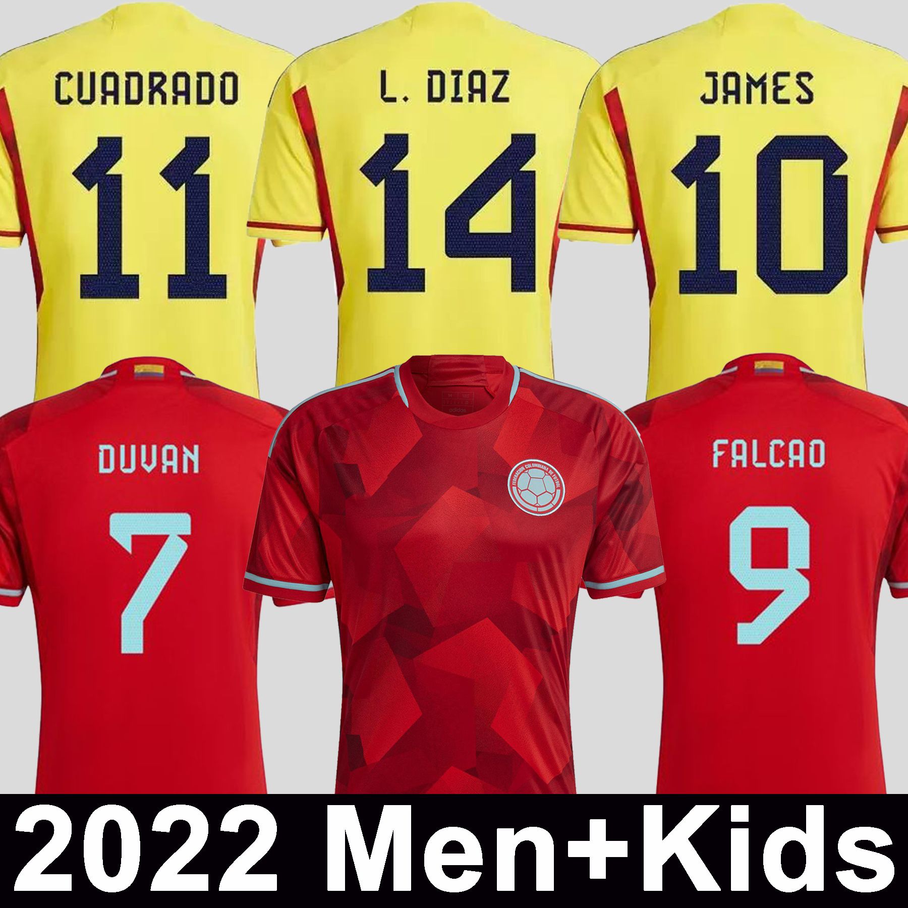 

2022 Colombia Home Mens Soccer Jerseys Fans Player Away Football Shirt FALCAO JAMES CUADRADO National Team Men Sportswear kids kits Camiseta de futbol maillot S-2XL, Home adult