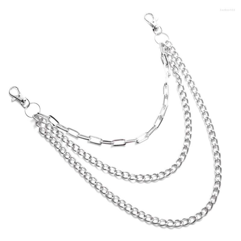 

Keychains Punk Rock Metal Pants Waist Chain Men Women Multilayer Lock Key Big Ring Wallet Keychain Jean Hip-hop Jewelry Clothin Gift