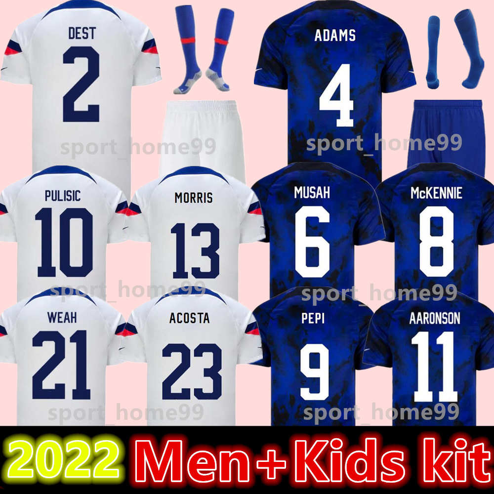 

2022 PULISIC DEST Soccer Jerseys USAS Maillots de football MCKENNIE MORGAN LLOYD LLETGET AARONSON MUSAH America Football Shirt United States Men Kids Kit uniform, 22/23 kids-home