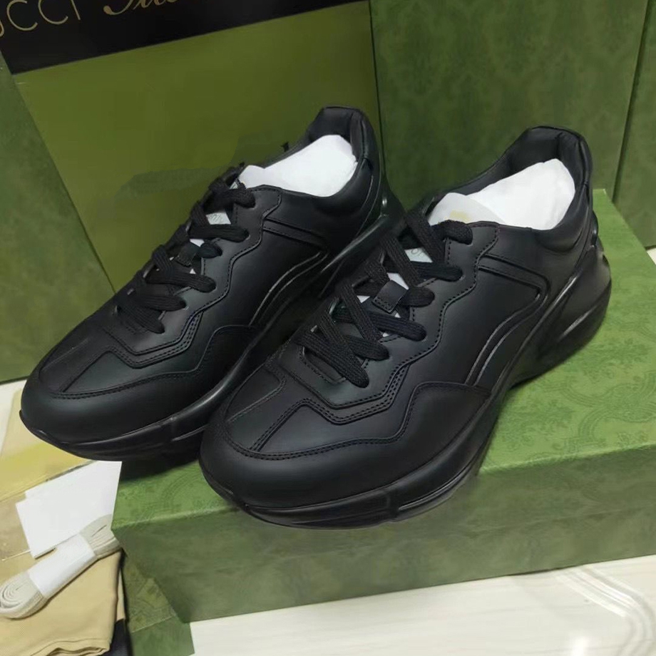 

2022 Top Quality Mens Rhyton Casual Shoes Dad Sneaker Paris Fashion Women Shoe Platform Sports Trainers Strawberry Mouse Wave Mouth Tiger Web Print Size35-46 MY001