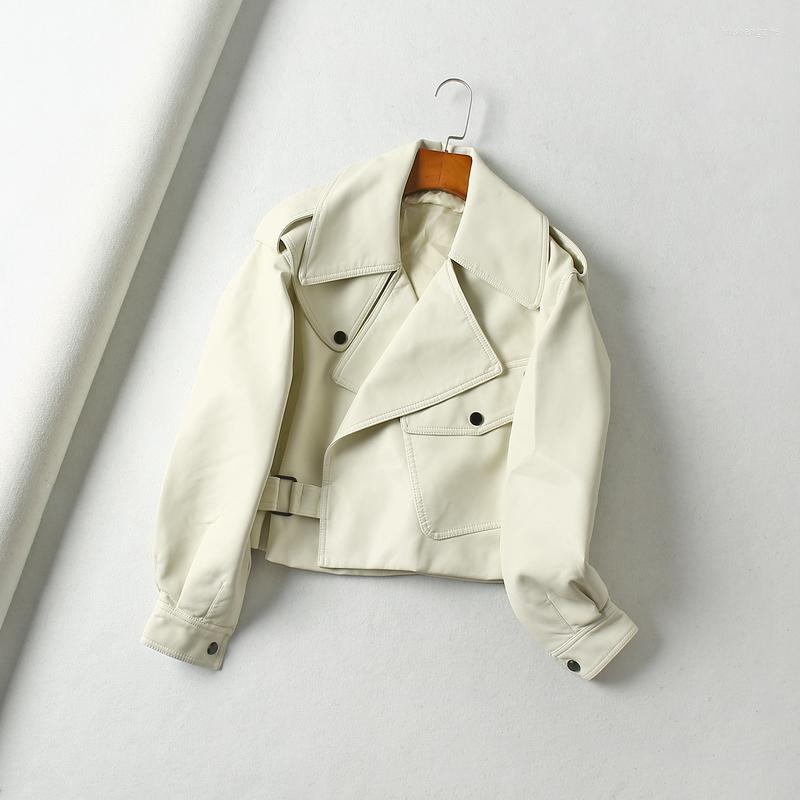 

Women' Leather 2022 High Quality Women Black Red White Faux Jackets Autumn Winter Basic Coat Female Biker PU Jacket