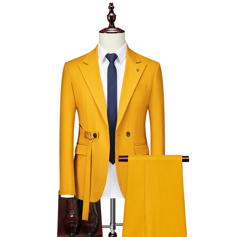 

Men's Suits Blazers Men Suits Fashion Double Breasted Wedding Groom Tuxedo Plus Size 6XLM Solid Color Business Blazers Pants 2 pieces 221008, White