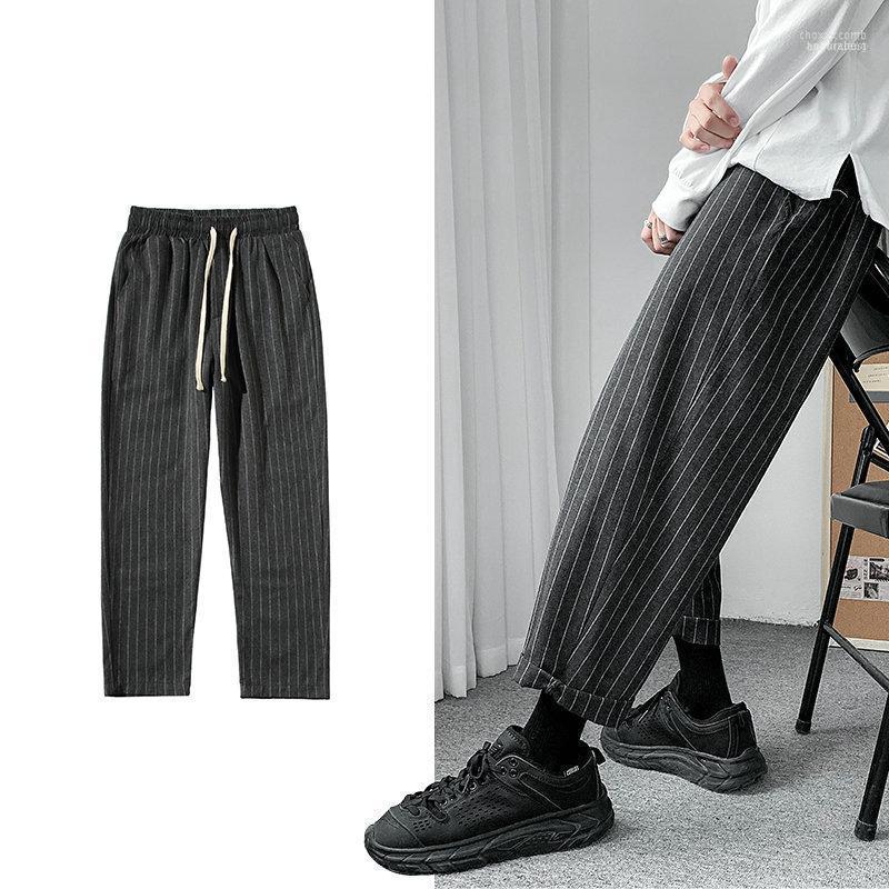 

Men' Pants Men' Korean Style Striped Harem 2022 Hip Hop Streetwear Man Casual Loose Trousers Japanese Men Black Gray Plus Size1