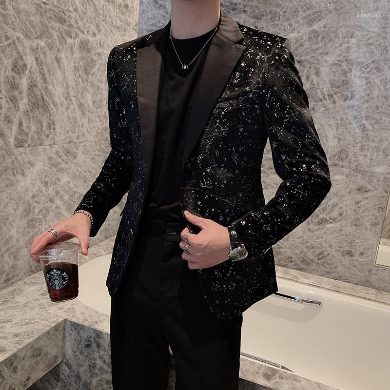 

Men's Suits 2022 Arrival Men Fashion Handsome Trend Korea Style Blazer Jacket Spring Male Slim Fit Suit Coat Tops Clothing H155, Black
