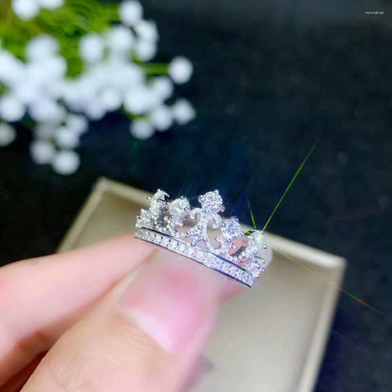 

Cluster Rings Moissanite Crown Ring Queen 925 Silver Diamond Birthday Wedding Gift