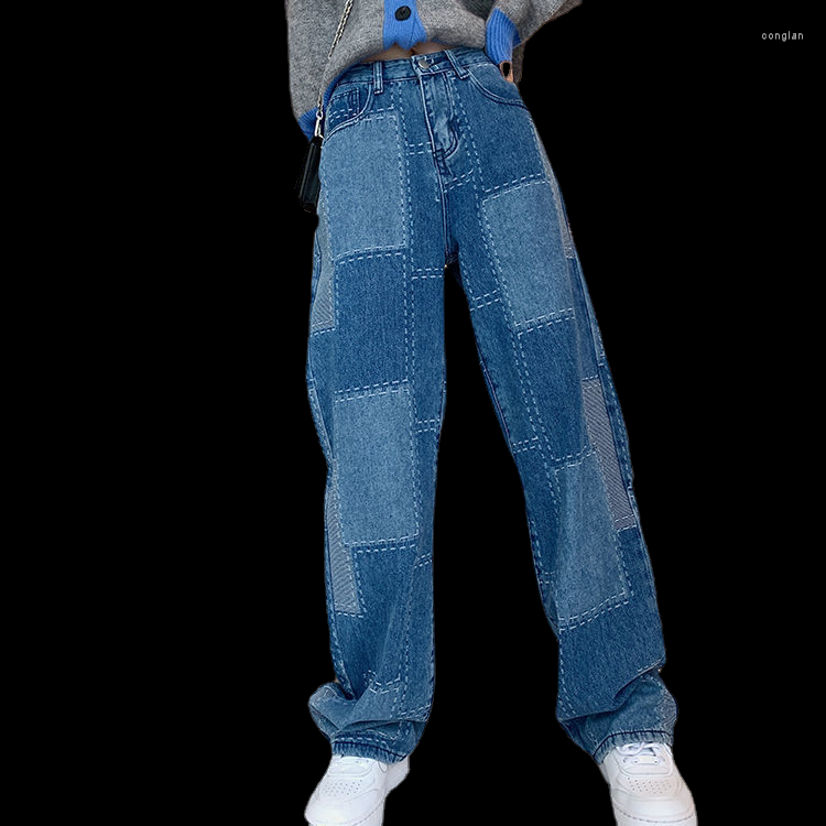 

Women' Jeans Fashion Trend Sewing Repair Straight Women' 2022 Autumn Design High Waist Loose Slim, Blue