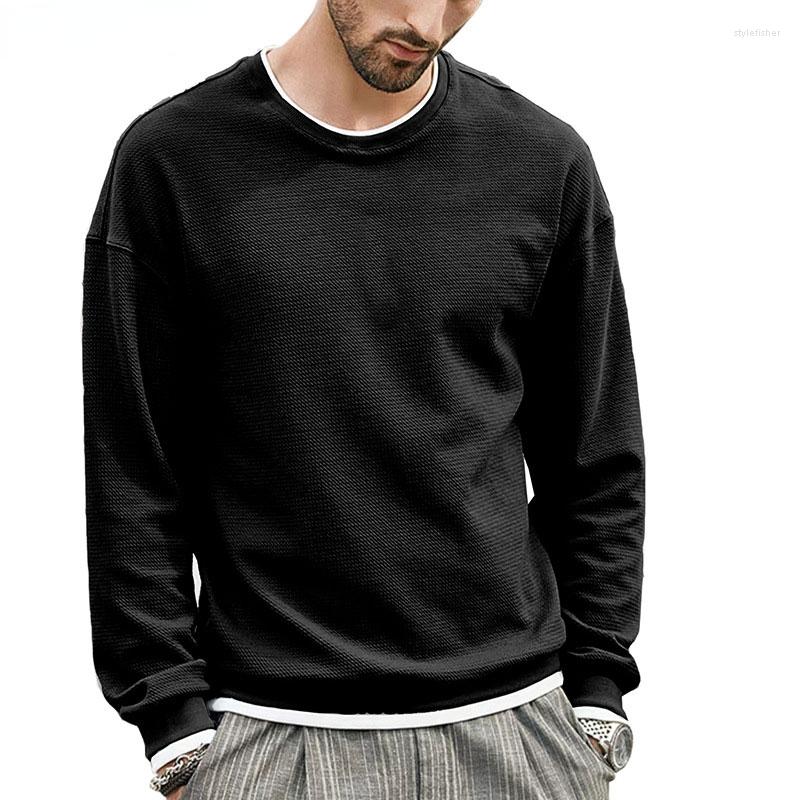 

Men's Hoodies Mens Black Crewneck Sweatshirt 2022 Autumn Casual Piping Fashion Pullover Sweatshirts Hip Hop Streetwear
