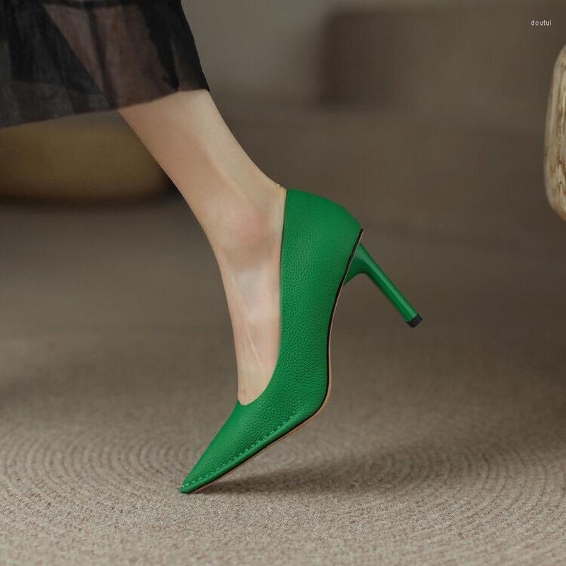 

Dress Shoes 2022 Women's High Heels Pointed Toe Pumps Stitched Office Career Fashion Zapatos Mujer Quality Leather PU Zapatillas, Beige