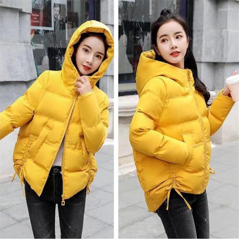 

Women's Trench Coats Women's Short Parkas Winter Jacket Fashion Hooded Bread Service Jackets Thick Warm Cotton Padded Parka Female, Red