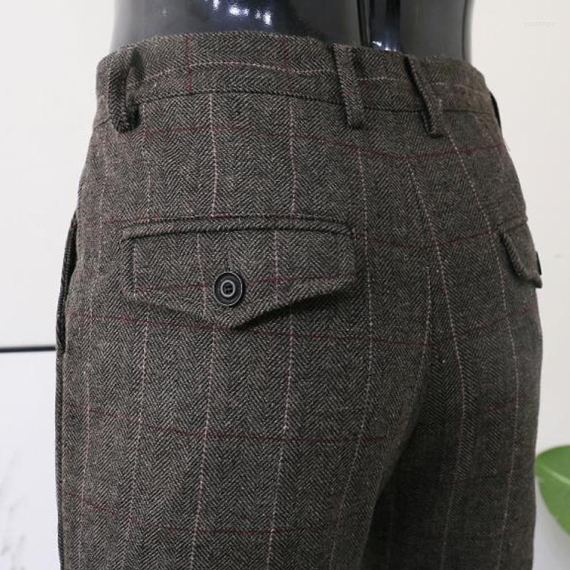 

Men's Suits Men's & Blazers Trousers For Men Gray Tweed Plaid Pants Thick Formal Bussiness Green Gentleman Suit Male Man Plus Size