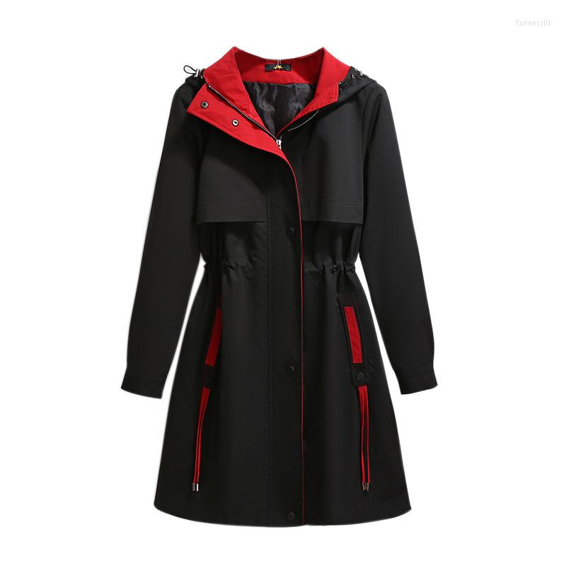 

Women's Trench Coats 6XL 5XL  3XL 2XL Spring Autumn Women's Clothing Leisure Outerwear Woman Clothes Female Waist Korea Coat, Black