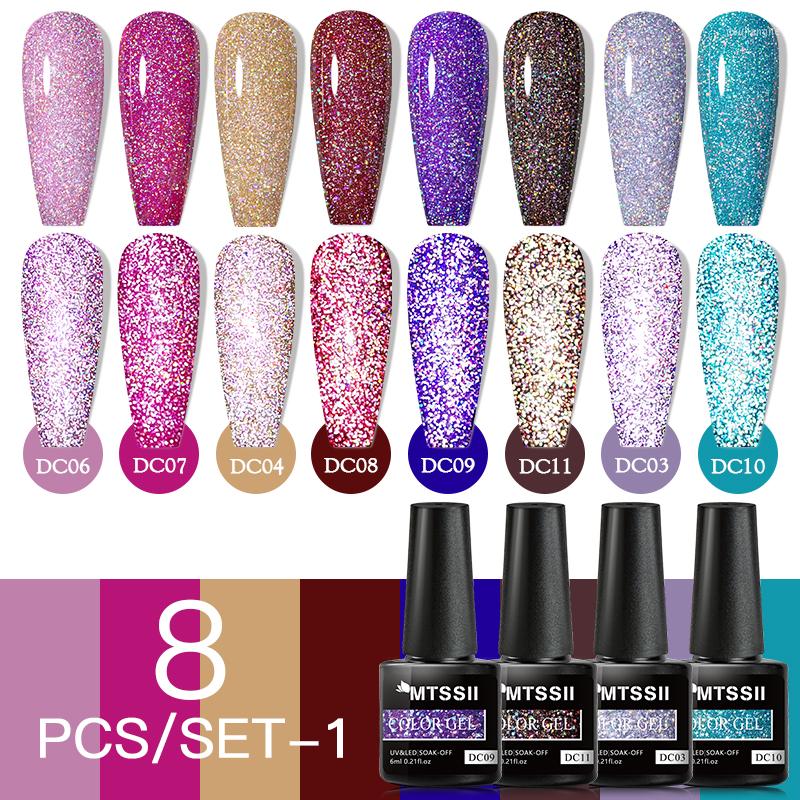 

Nail Art Kits Mtssii 8PCS Gitter Reflective Gel Polish Set Spring Summer Semi Permanent Soak Off UV Led Varnish Kit For Manicures