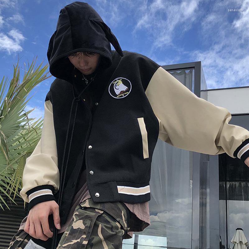 

Women's Jackets American Vintage Baseball Uniform Embroidery Contrast Patchwork Tops Oversized Streetwear Female Fall Couple Clothes Ins, Black