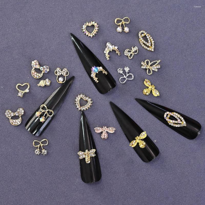 

Nail Art Decorations 2022 Design Charms Cartoon Mouse Cherry Necklace Jewelry Metal Heart Bee Alloy Decors Rhinestones Pearl 3D