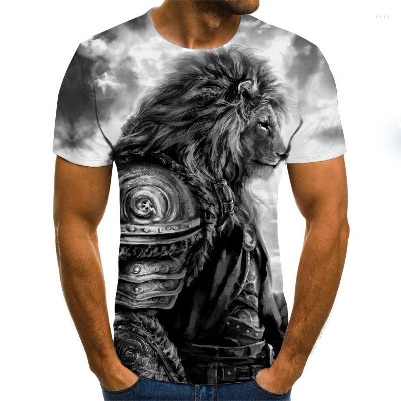

Men's T Shirts Summer Men's T-shirt Fierce Lion Tiger Tops 3D Printed Short-sleeved Funny Animal Casual Round Neck Shirt Streetwear, White