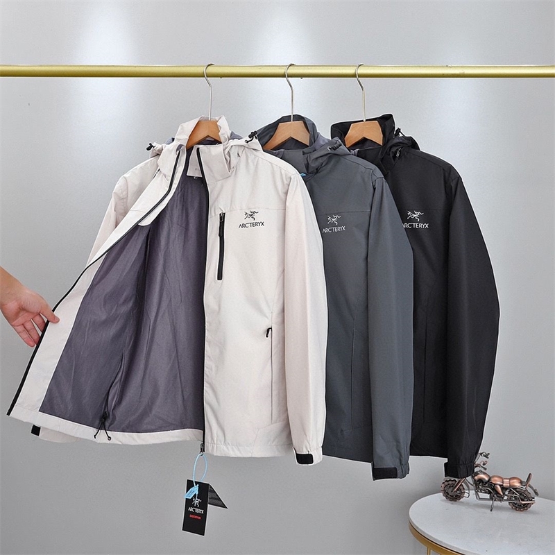 

Arcterys Jacket Designer Hoodies Autumn and Winter Fossil Bird Home Hard Shell Outdoor Sports Wind Proof Cold Water Release Hooded, White