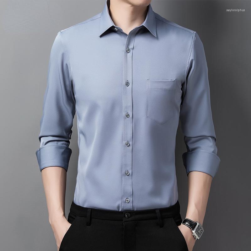 

Men's Casual Shirts ZCSMLL Men's Long-sleeved Autumn Spring Business Turn-down Collar Elastic Anti-wrinkle Non-iron Professional Blouse, Pink g2802