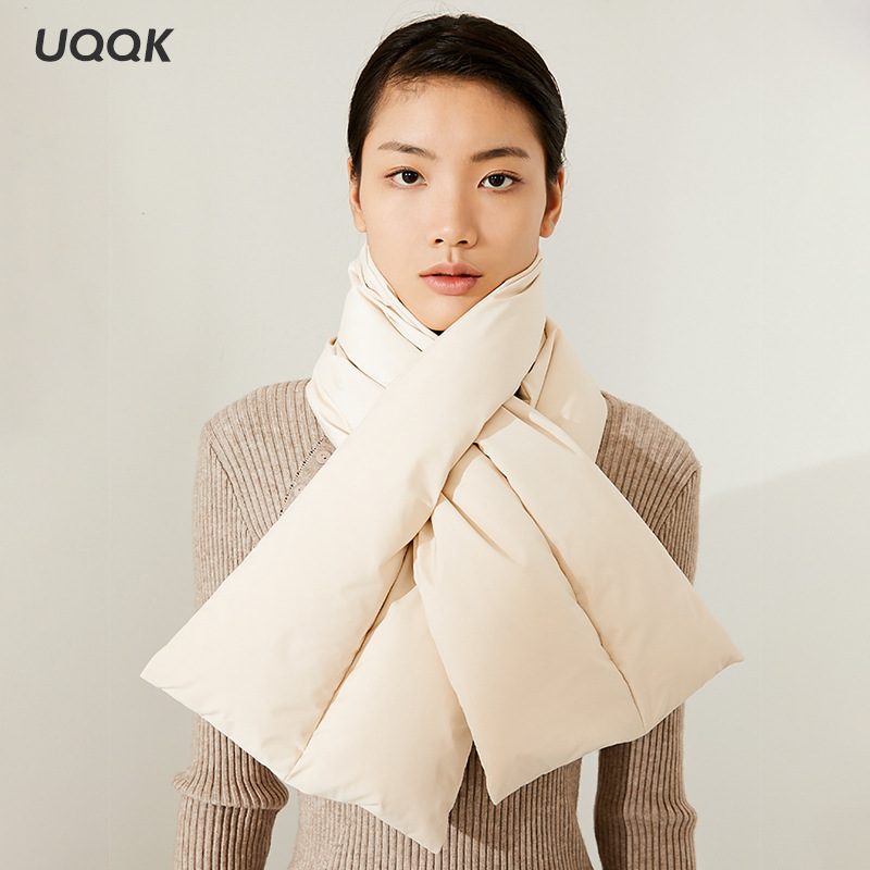 

New Thicken Design Brand Solid Winter Scarf Women Down-Cotton Waterproof Collar Snood Ring Warm Puff Neck-Cross Shawl