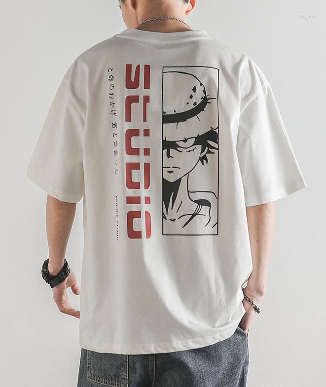 

Men's T Shirts M1163 Short-sleeved T-shirt Men's Summer Thin Loose Round Neck Half-sleeve Top Cotton Cartoon Printing, Black