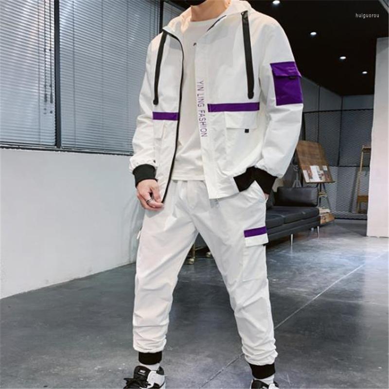 

Men's Tracksuits Men's Sports Suit Jackets Pants Two Piece Sets Handsome Casual Hip Hop Streetwear Patchwork Outdoor, Black