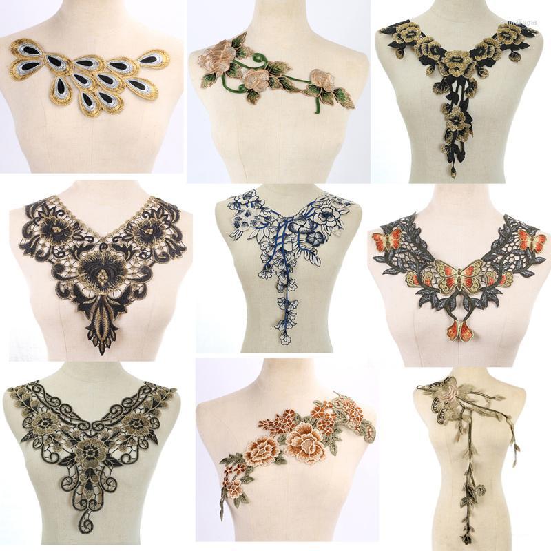 

Ribbon 1 X Beautiful Off Colorful Fabric Flower Neckline Collar Venise Lace Applique