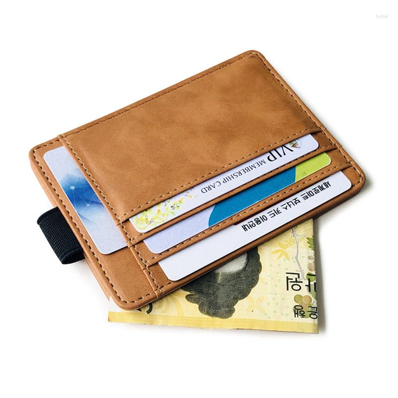 

Card Holders Creative Elastic Band Men's Holder PU Leather Ultra-Thin Male Wallets Driver's License Passport Case Cover Coin Purse, Blue