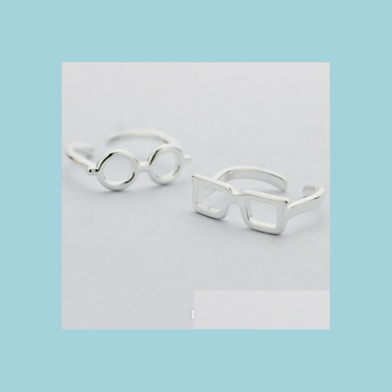 

Band Rings 925 Sterling Sier Square Round Glasses Frame Opening Ring For Women Girls Lovely Glass Finger Rings Personality J Vipjewel Dhcmy
