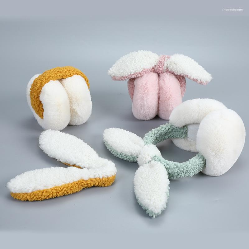 

Berets Winter Kids Plush Fur Folded Earmuffs For Girls Warm Cute Cartoon Ear Ski Heads Accessories Children Phone Head EarmuffsBerets