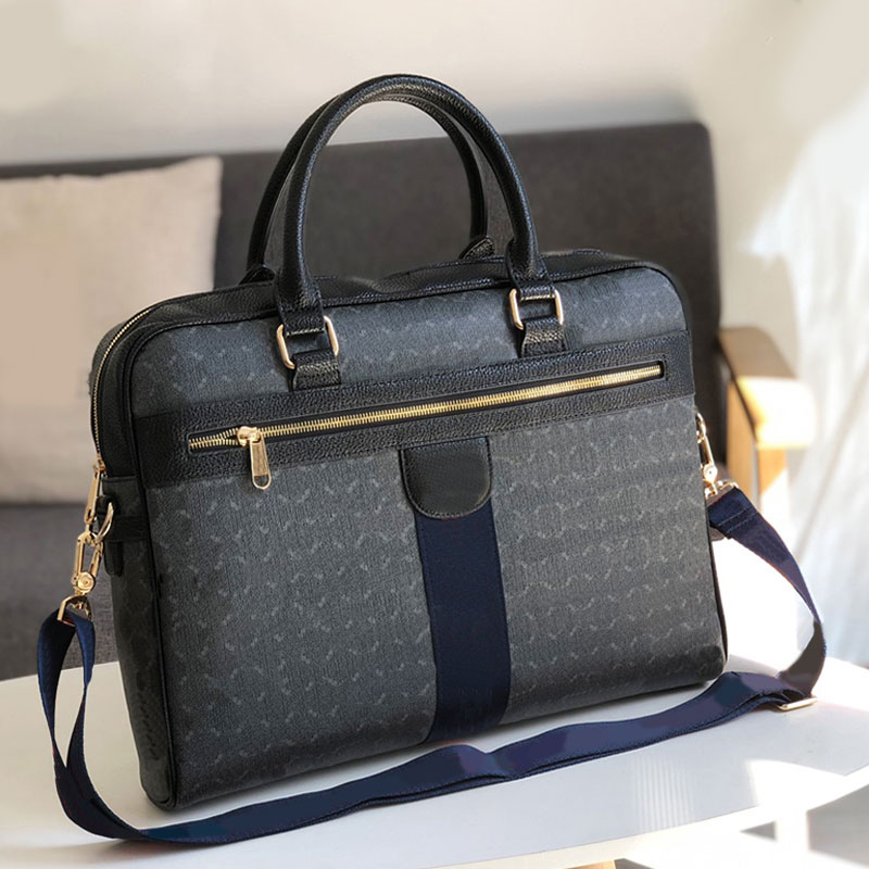 

Briefcase Laptop Bag Men Handbags Classic Letter Canvas Totes Shoulder Bags Double Handle Removable Detachable Nylon Strap Zipper Closure Large Capacity