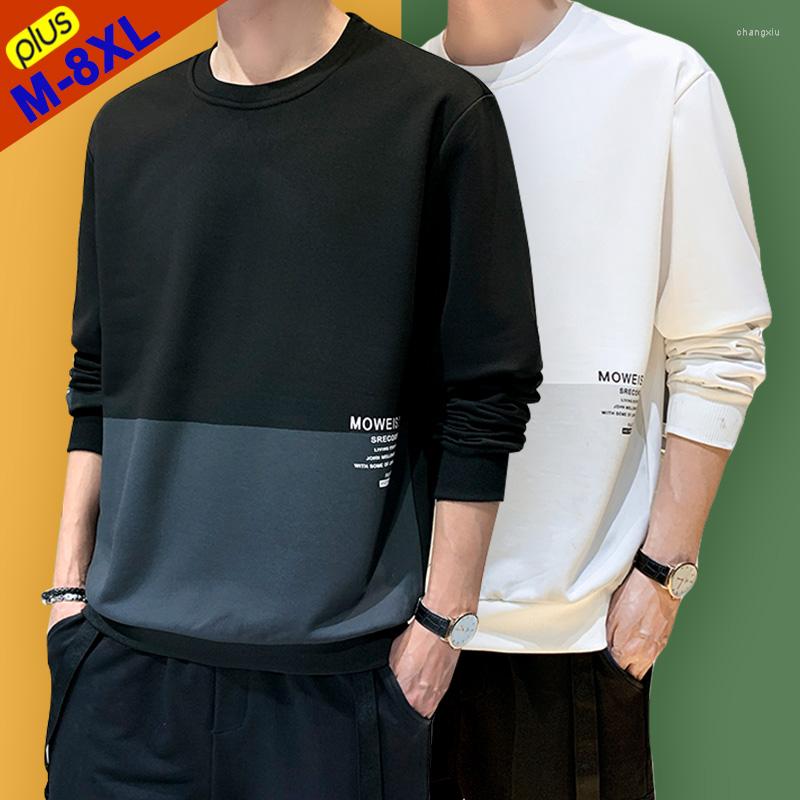 

Men's Hoodies Free Ship 6XL 7XL 8XL Sweatshirt Men Casual Hoodie Pullover Male Contrast Color Fashion Autumn Plus Size Top Tees Tracksuit, 8802-white