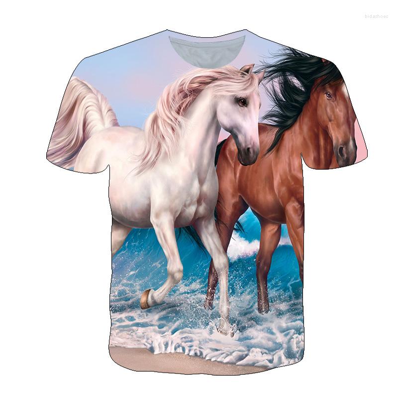 

Men's T Shirts 2022 Summer 3D Steed Pattern Men T-shirt Fashion Personality Animal Horse Graphic Casual Hip Hop Top