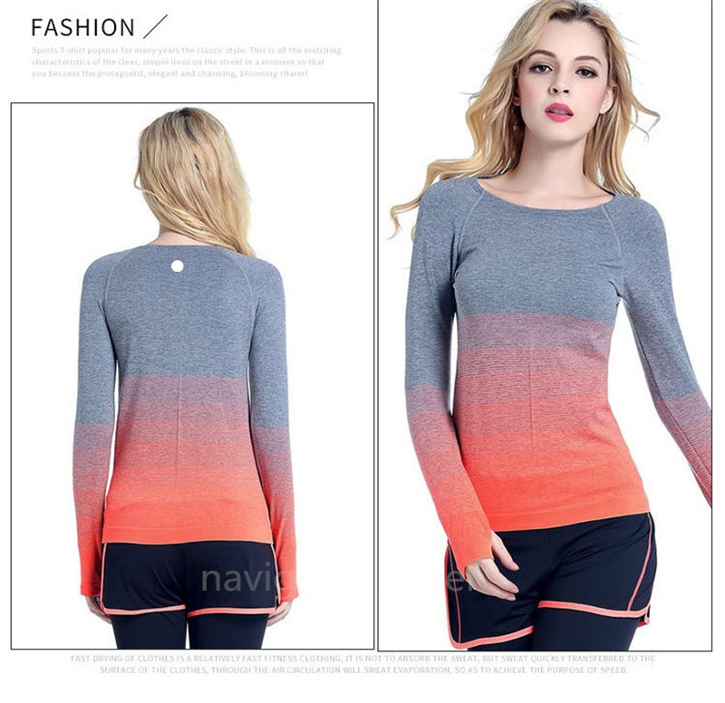 

LL-260 Women's Shirts Tees Ladies Yoga Gym Outerwear Slim Tight Shirts Long Sleeve Running Trainer Excerise Fast Dry Tops Sportwear, Orange