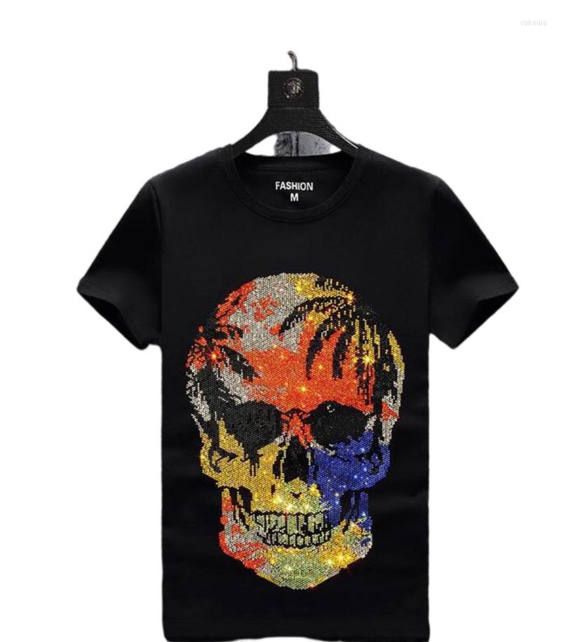 

Men's T Shirts Men's Short Sleeve Skull T-shirts Homme Men Summer Male TShirts Drill Shirt Streetwear Tee, Black