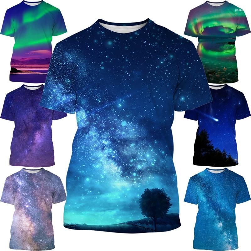 

Men's T Shirts Starry Sky Novelty 3D Print Colorful Shirt Men Women T-shirt Casual Style, Blue