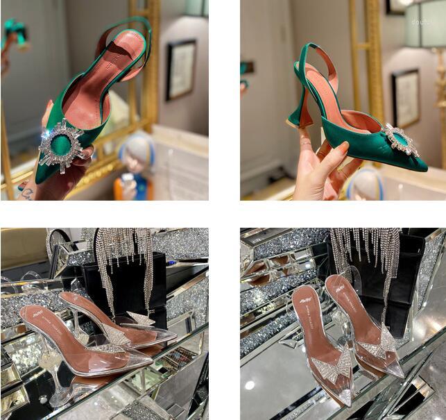 

Dress Shoes Crystal Buckle Drill High Heels Sunflower Muaddi Rosie Bow Halter Pumps Satin Pointed Toe Stiletto Heel, 10