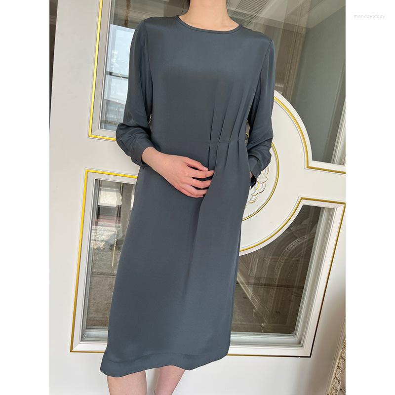 

Women's Down YVIN 2022 SUMMER MID STRECTH LONG SILK LOOSE FIT WOMENS SOLID DRESSES