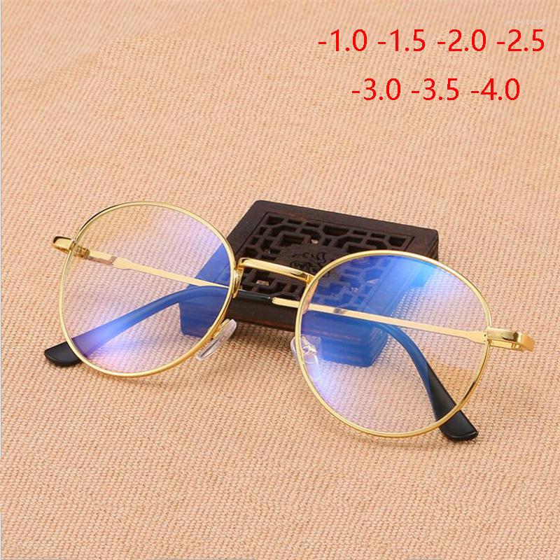 

Sunglasses Frames Retro Literary Student Finished Myopia Glasses Women Metal Golden Frame Men Nearsighted Prescription -1.0 -1.5 To -4.0