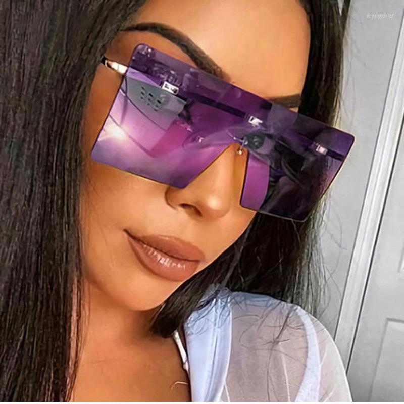 

Sunglasses HOOBAN Vintage Oversized Women Rimless Big Ladies Sun Glasses Fashion Gradient Shades Eyewear UV400