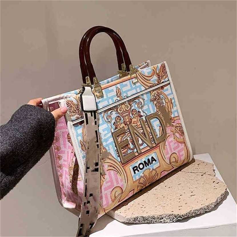

60% OFF 2023 Designer bag Trend Bags hand large graffiti color painting printing bags, White