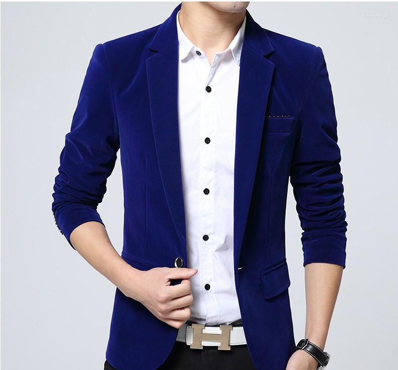 

Men's Suits HOO 2022 Men's Spring Gold Velvet Suit Youth Velveteen Slim Casual Blazer, Black