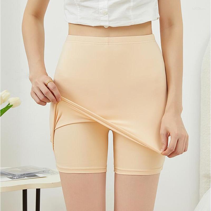

Women's Panties High Waist Milk Silk Double Layer Safety Shorts Women's Pants Thin Sliming Fit Seamless Skirt Summer L-XL, Beige
