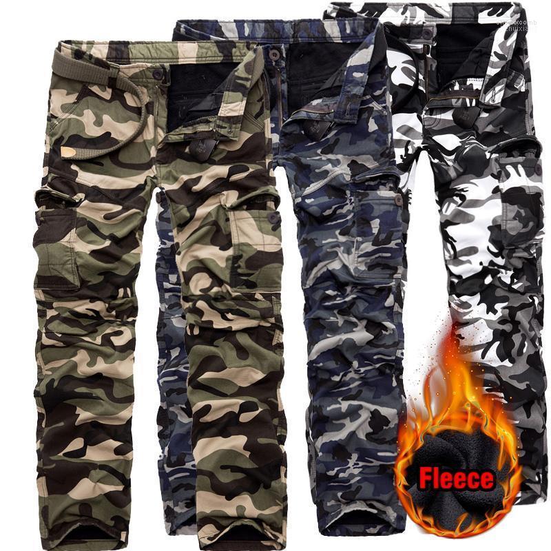

Men's Pants Men's Thicken Men Cargo Fleece Winter Warm Camouflage Multi-pocket Outdoor Leisure Male Overalls Trousers Plus Size 40, Khaki